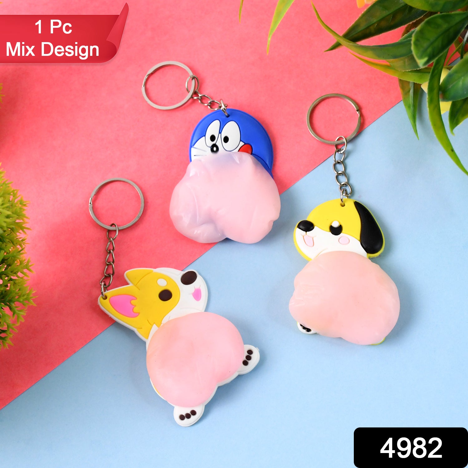 Colorful cartoon animal keychain from Wukusy, featuring a playful mix design, ideal for decorative or functional use.