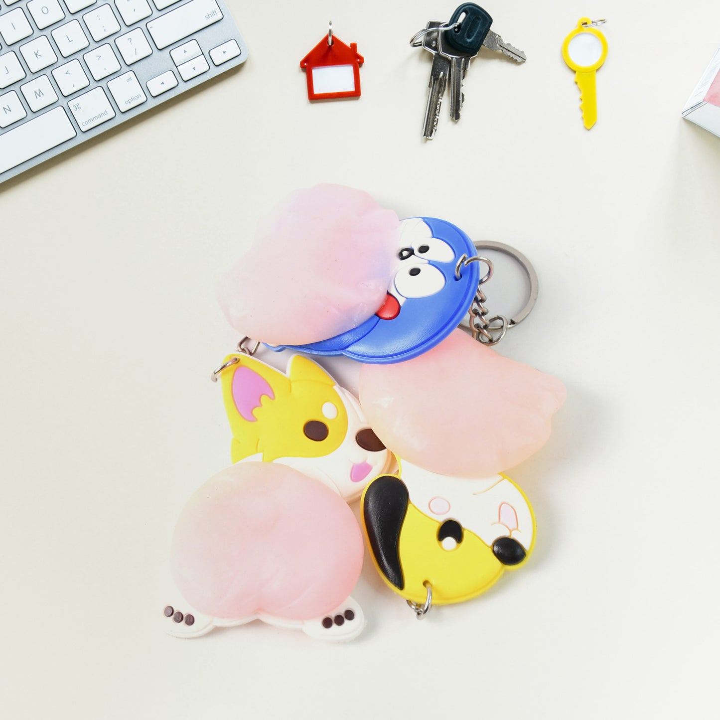 Wukusy cartoon animal keychain featuring a mix of playful animal designs, perfect for home improvement accessories.