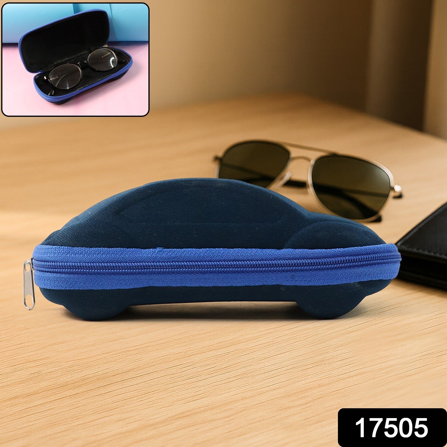 Wukusy cartoon car-shaped sunglasses case, portable eyeglasses box for storing and protecting glasses, ideal for home or travel use.