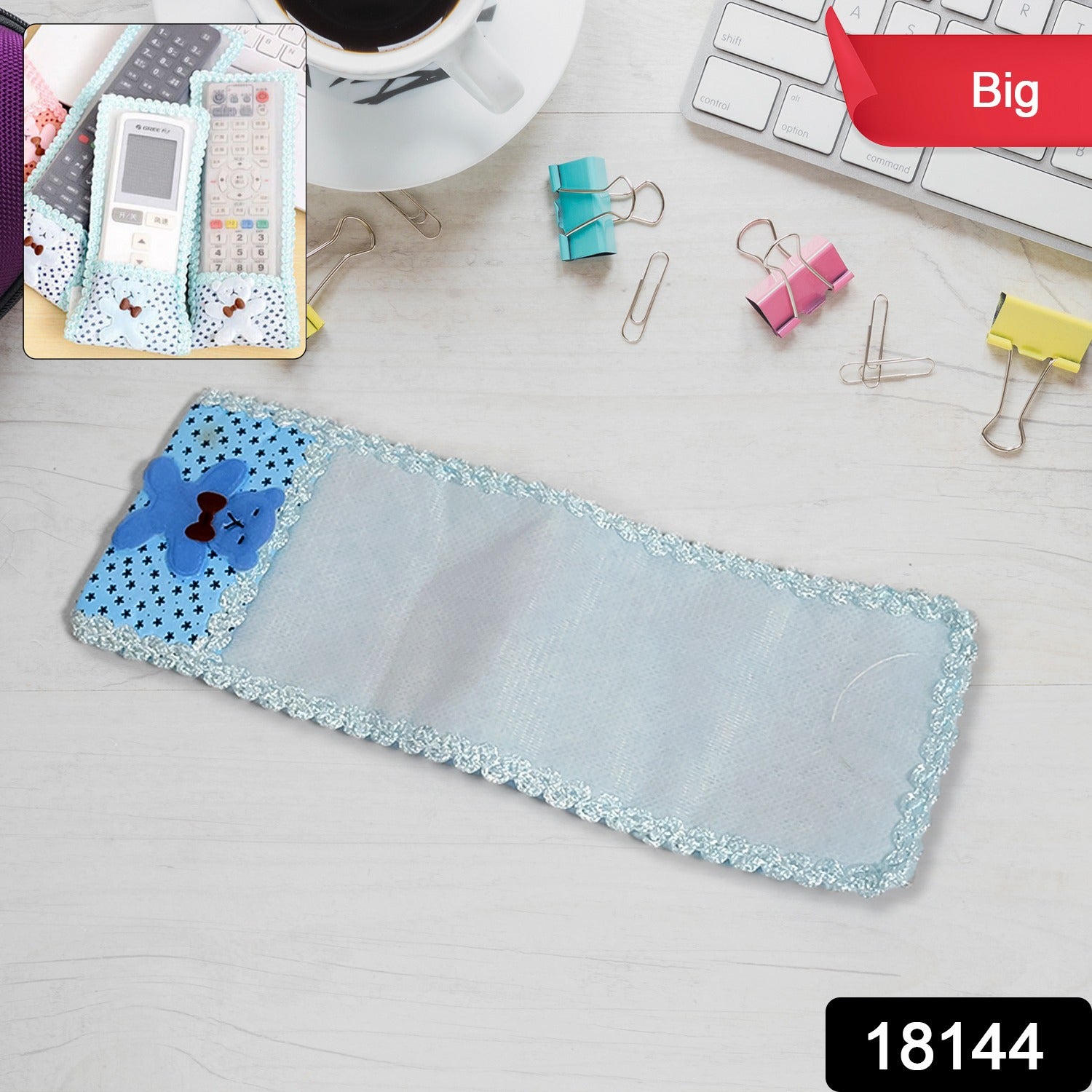 Wukusy cartoon cloth lace remote control cover in beige with floral design, 248 cm size, for home improvement.