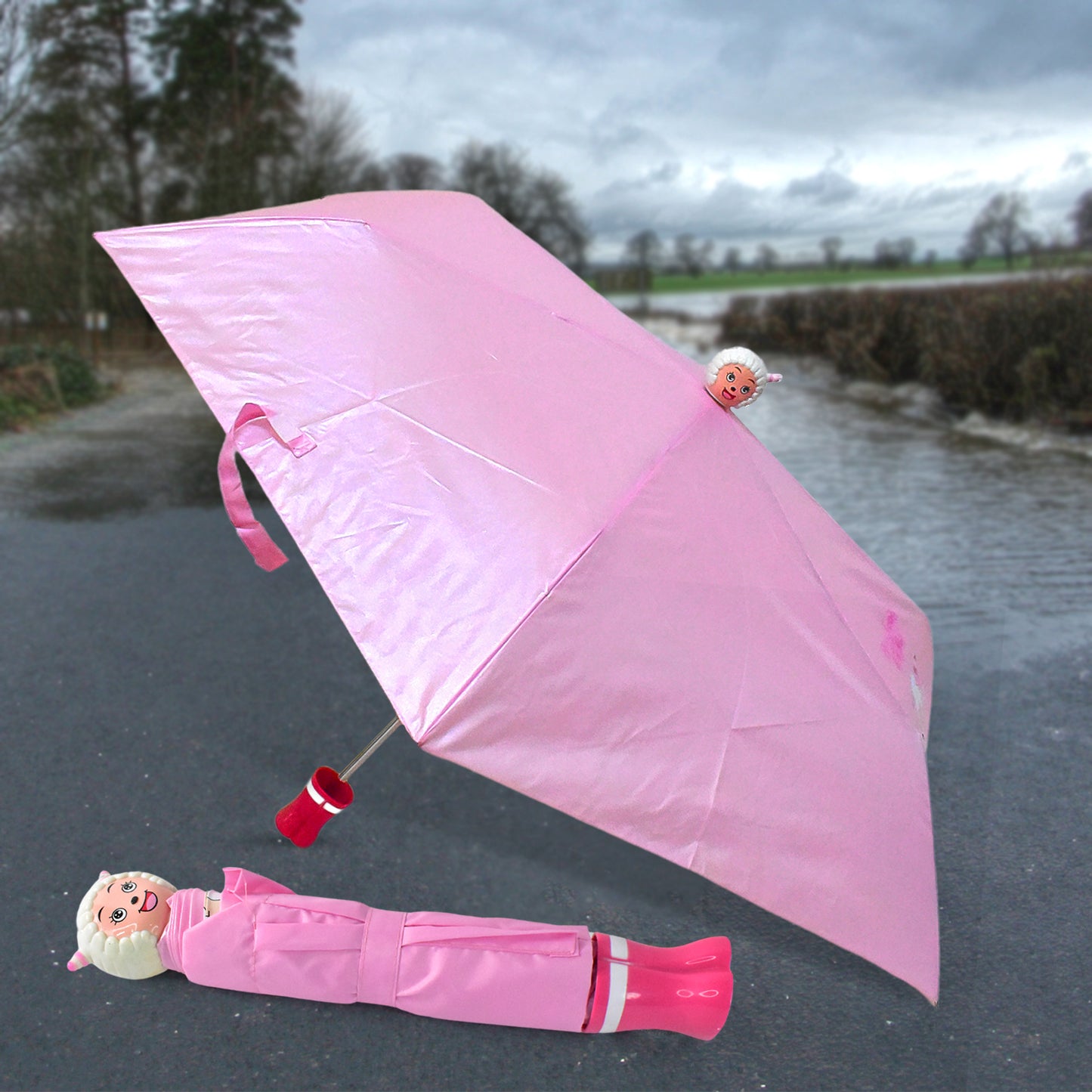 Wukusy cartoon-shaped umbrella for summer sun protection, featuring colorful mixed designs, ideal for home outdoor use.