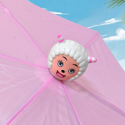 Colorful cartoon-shaped umbrella by Wukusy designed for summer sun protection, featuring a playful mix of shapes and vibrant colors.