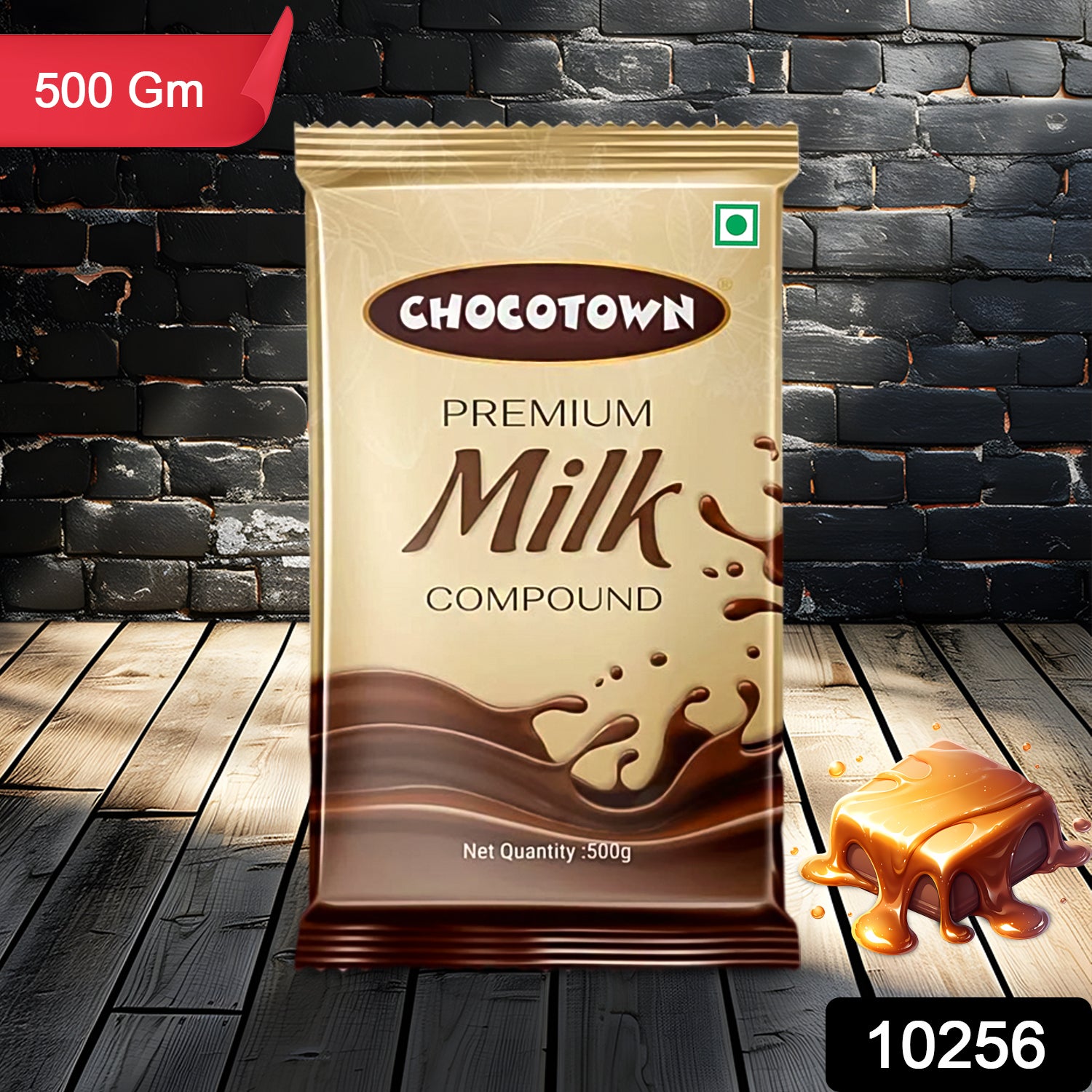 Wukusy Chocotown Premium Milk Compound Slab, 500g, shown as a smooth, solid chocolate block for home improvement projects.