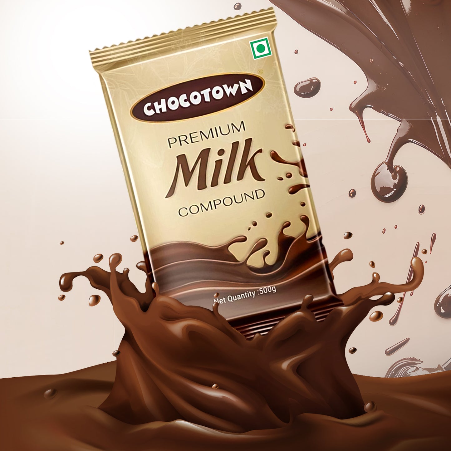 Wukusy Chocotown Premium Milk Compound Slab, 500g, showcasing a smooth, chocolate-colored compound slab for home improvement projects.