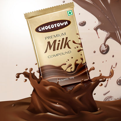 Wukusy Chocotown Premium Milk Compound Slab, 500g, showcasing a smooth, chocolate-colored compound slab for home improvement projects.