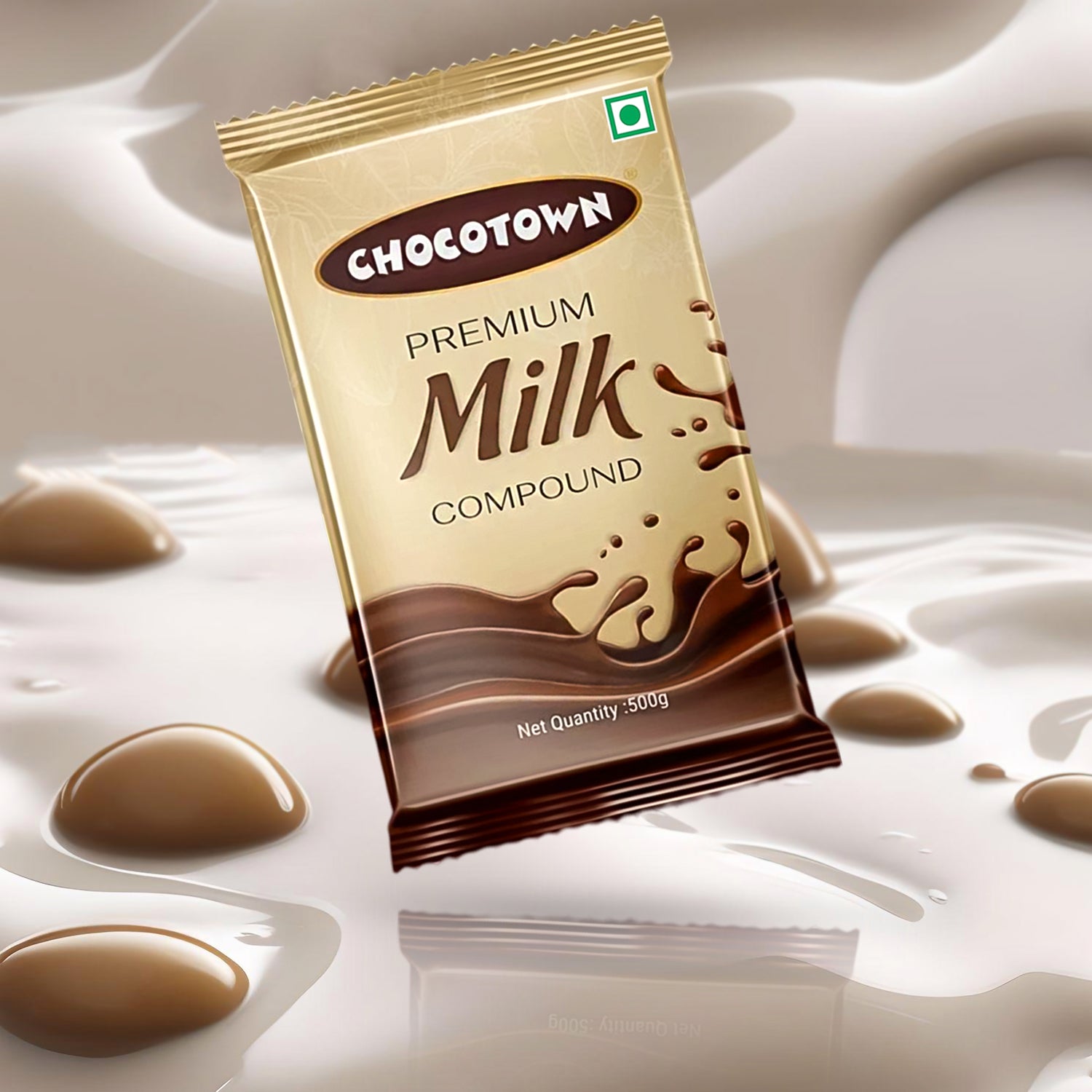 Wukusy Chocotown Premium Milk Compound Slab, 500g, for home improvement projects, shown as a solid chocolate-colored slab.