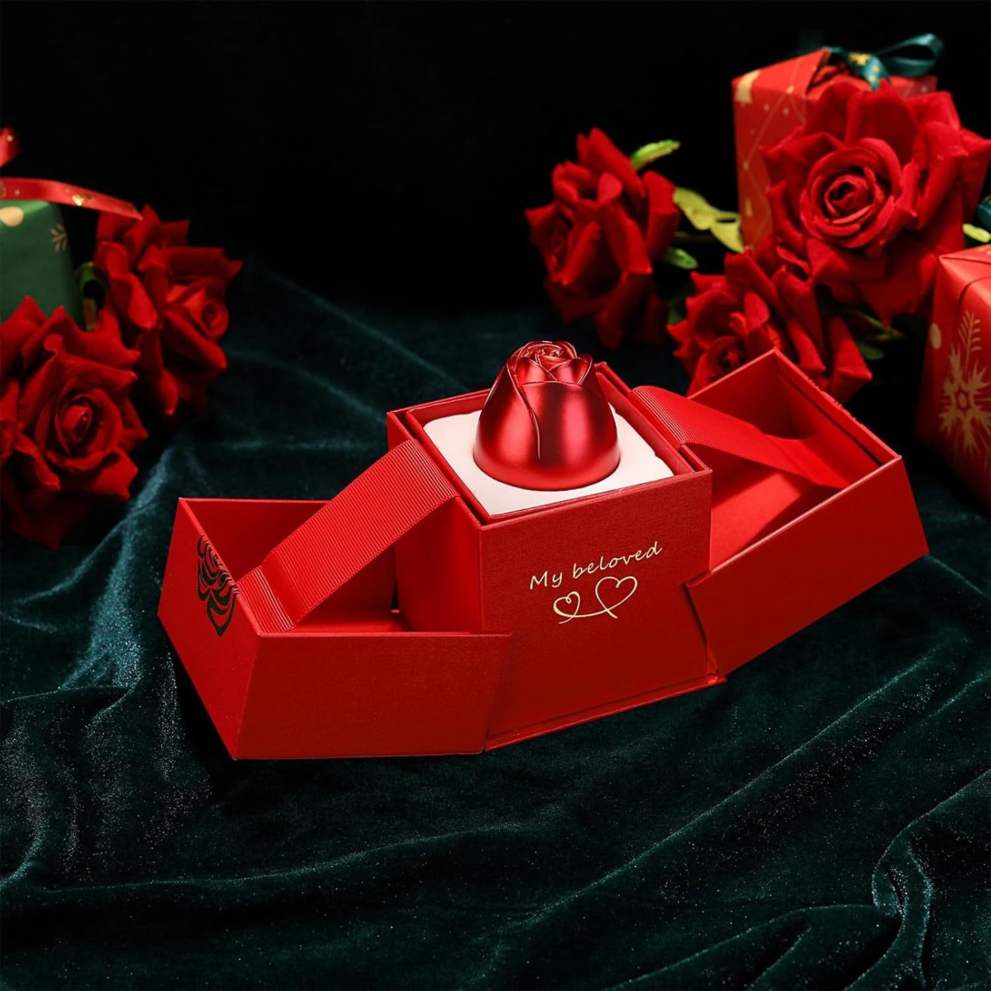 Wukusy jewellery box with eternal rose design, perfect for storing rings and necklaces, ideal for Christmas and Valentine's Day gifts.