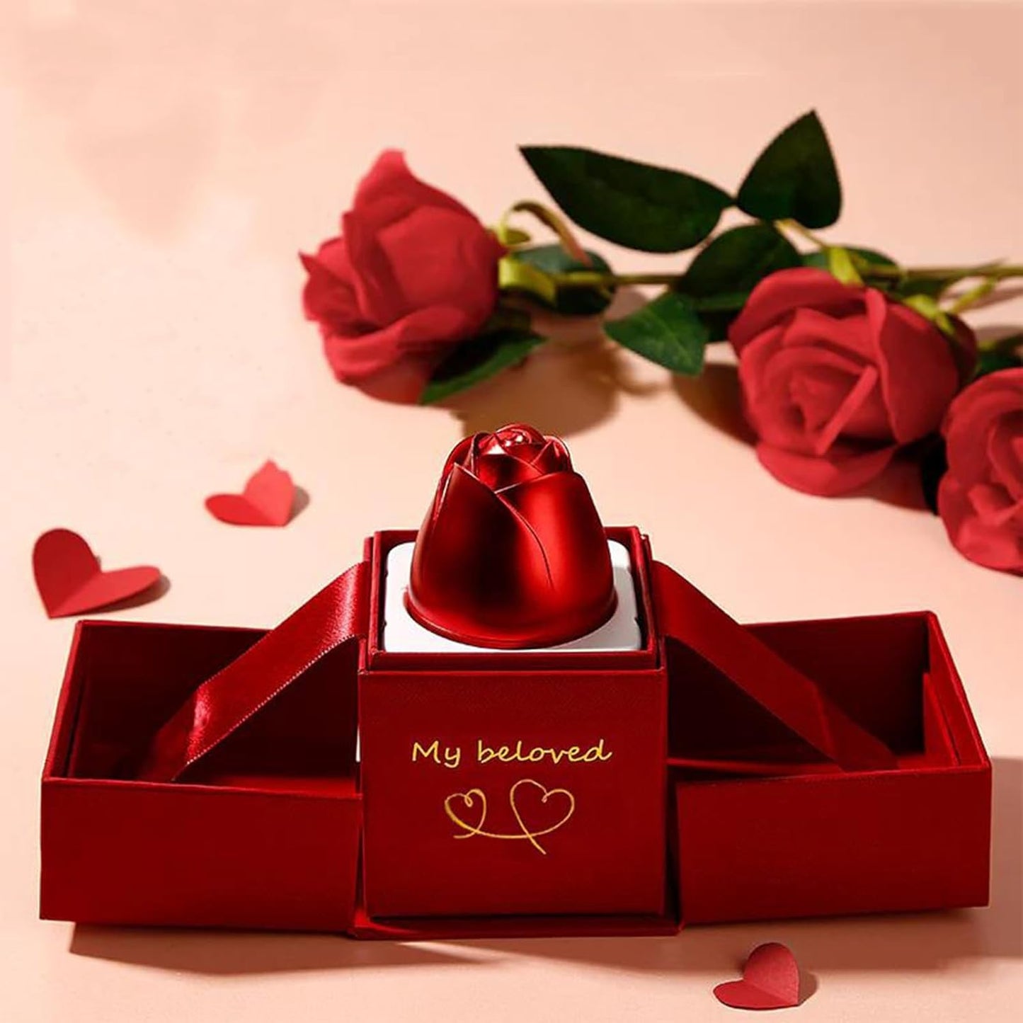 Wukusy jewelry box with an eternal rose design, perfect for storing rings, necklaces, and gifts for women on special occasions.