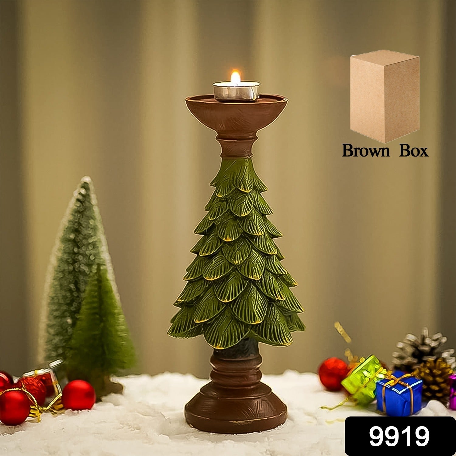 Wukusy Christmas tree candleholder, decorative candlestick for home decor, featuring festive holiday design and warm ambiance.