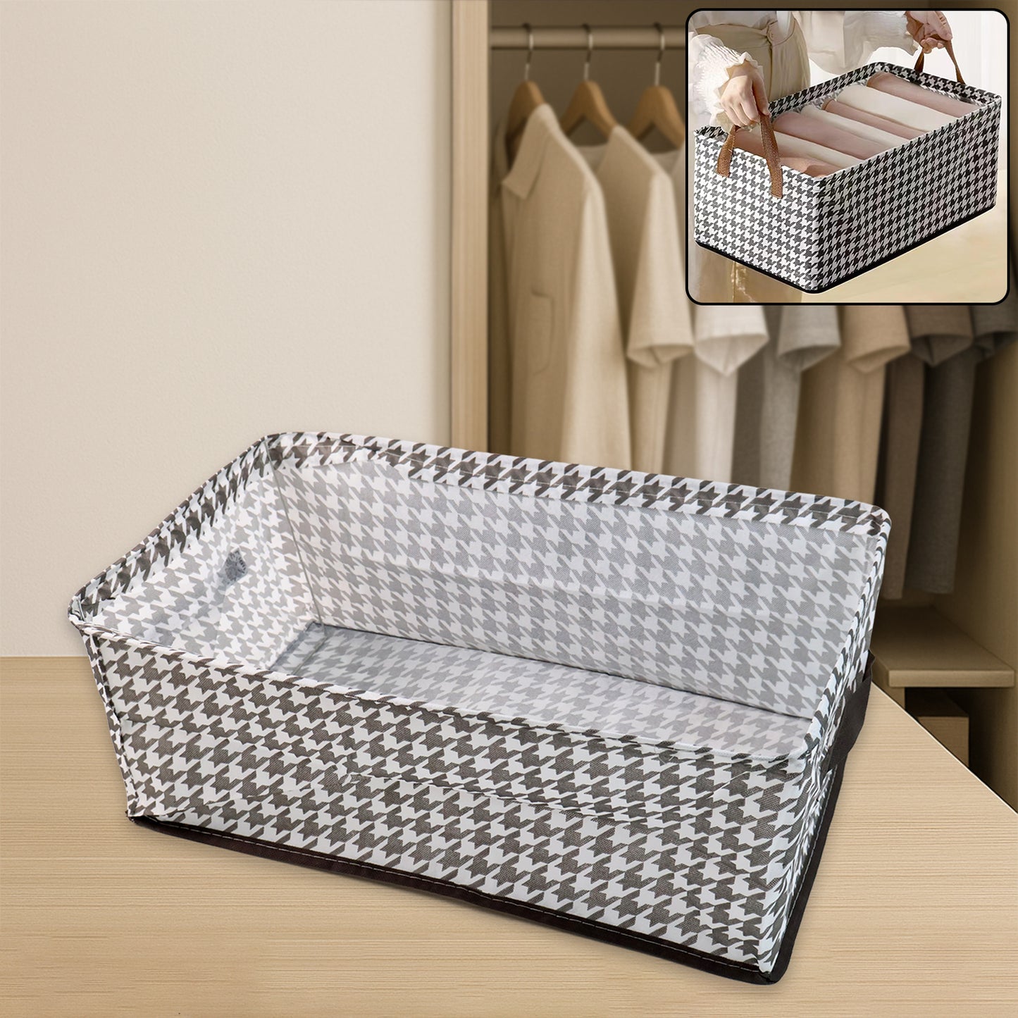 Wukusy cloth storage baskets for closet organization, set of two fabric storage bins in neutral color, suitable for home improvement.