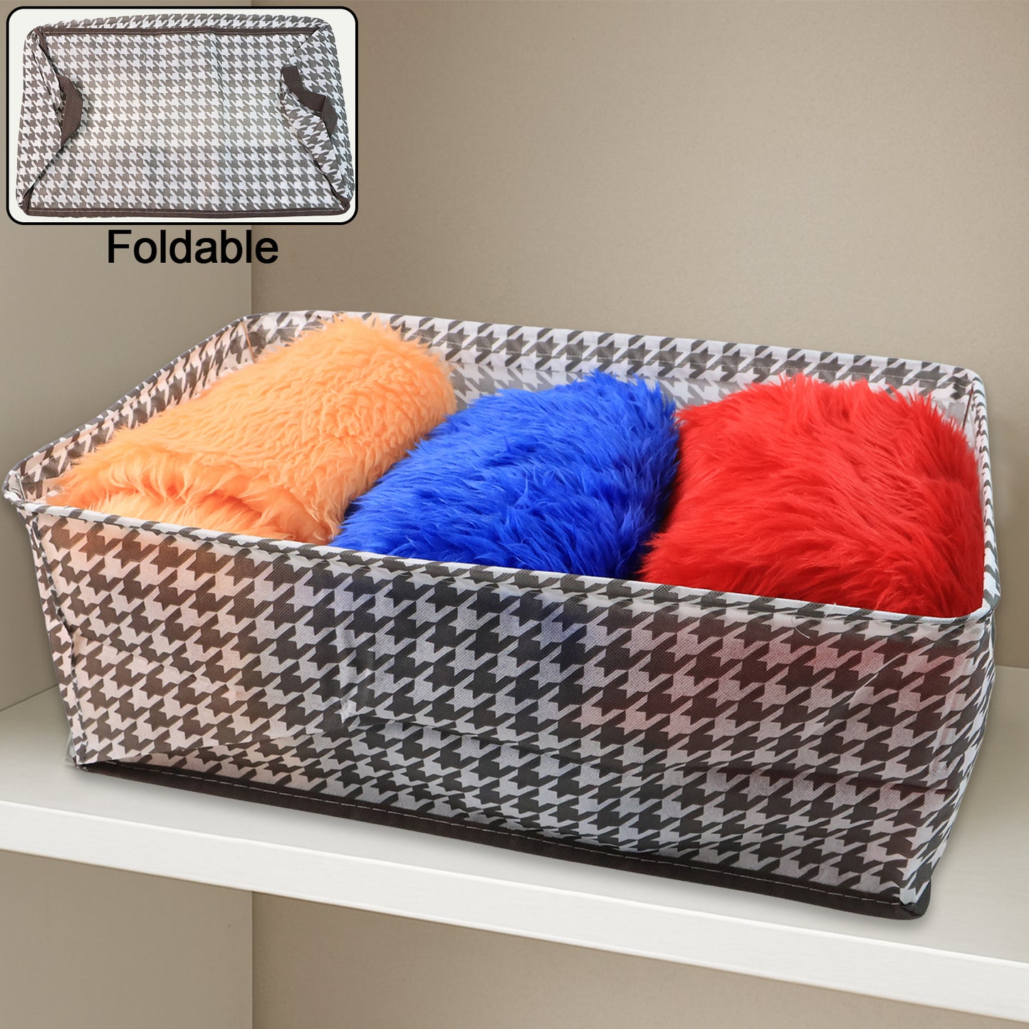 Wukusy cloth storage baskets in a closet, 42x28 cm, used for organizing clothing and household items in home improvement.