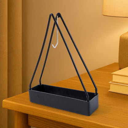 Wukusy compact triangle mosquito coil stand for home use, black metal design with three-legged support.