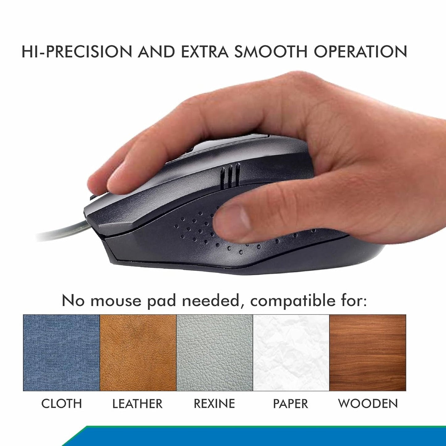 Wukusy wired optical computer laptop mouse with ergonomic design, black color, connected via USB for home improvement tasks.
