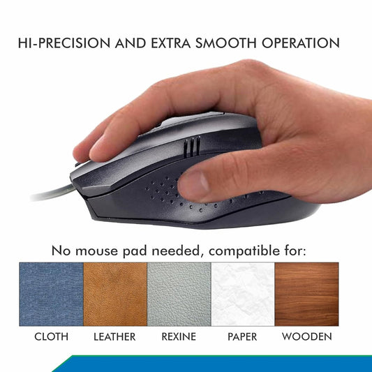 Wukusy wired optical computer laptop mouse with ergonomic design, black color, connected via USB for home improvement tasks.