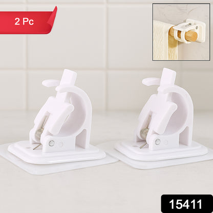 Wukusy self-adhesive curtain rod holder hooks, 2-pack, for easy home improvement and curtain hanging.