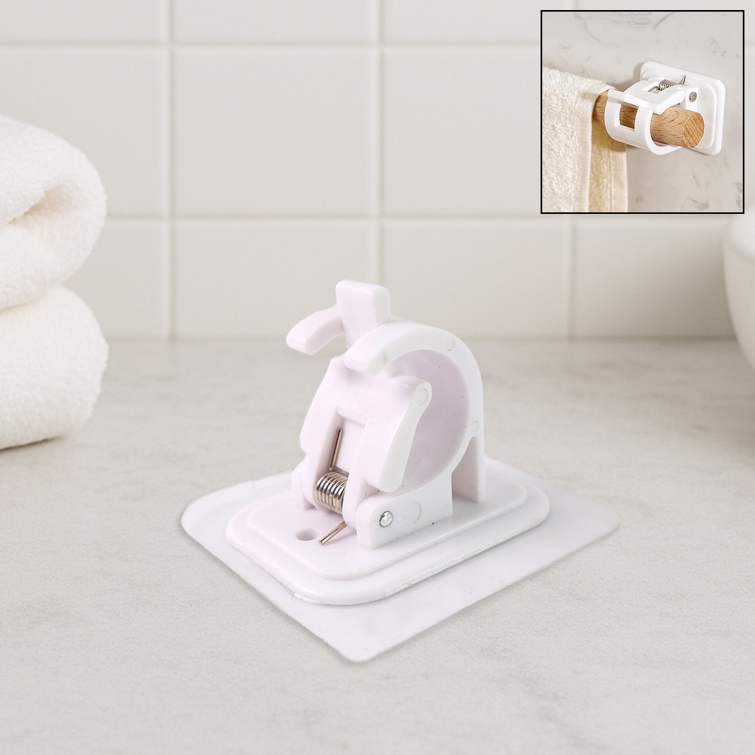 Wukusy self-adhesive curtain rod holder hooks, 2-pack, for easy installation and secure support of curtains in home improvement projects.