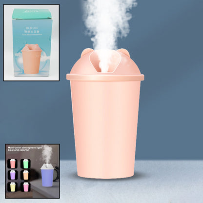 Wukusy cute bear shape USB humidifier cup with multicolor light, ideal for home improvement and adding moisture to the air.