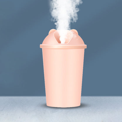 Cute bear-shaped USB humidifier cup from Wukusy with multicolor light display, ideal for home improvement and air moisture.