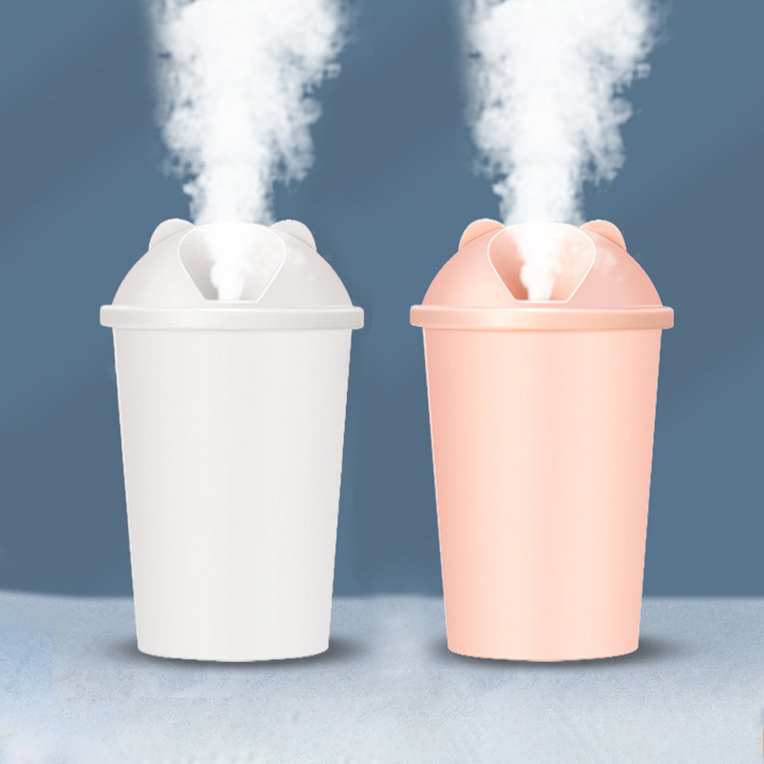 Cute bear-shaped USB humidifier cup with multicolor lights, ideal for home improvement and creating a cozy atmosphere.