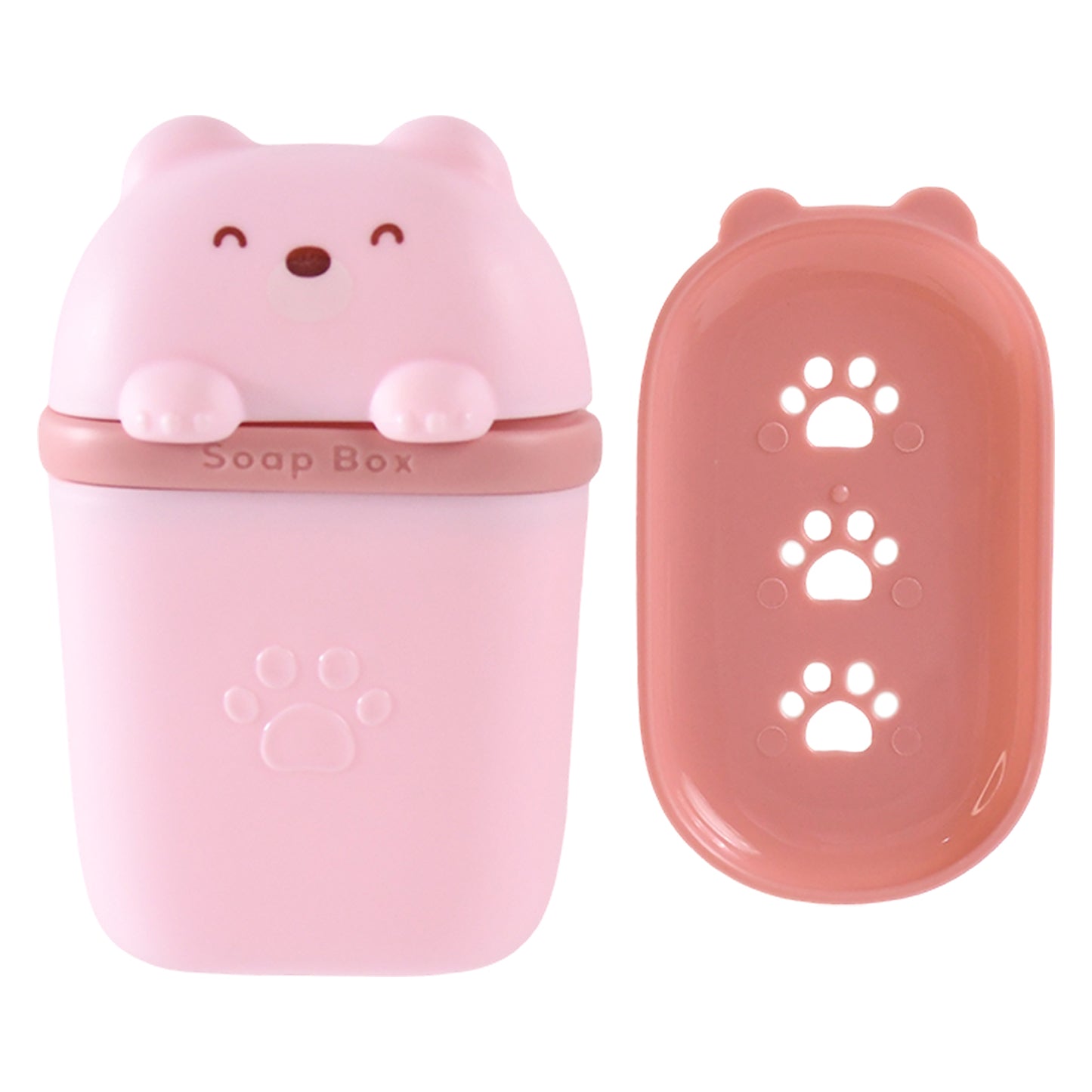 Cute bear-shaped soap case by Wukusy, made of durable plastic, perfect for organizing soap in home bathroom or kitchen.