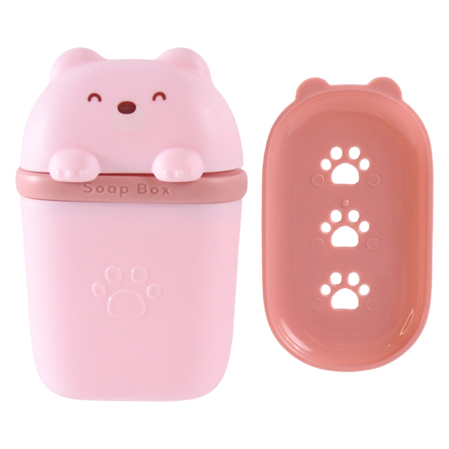 Cute bear-shaped soap case by Wukusy, made of durable plastic, perfect for organizing soap in home bathroom or kitchen.