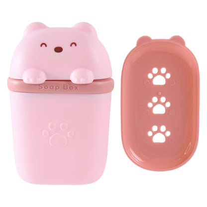 Cute bear-shaped soap case by Wukusy, made of durable plastic, perfect for organizing soap in home bathroom or kitchen.