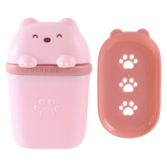 Cute bear-shaped soap case by Wukusy, made of durable plastic, perfect for organizing soap in home bathroom or kitchen.