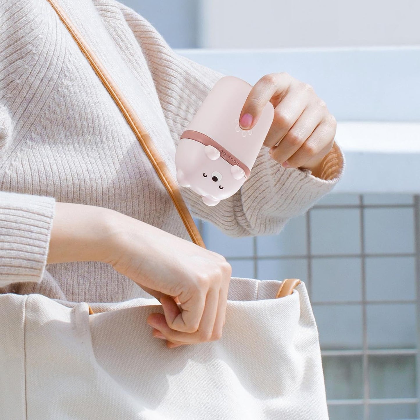 Cute bear-shaped soap case by Wukusy, made of durable material, designed to store and protect soap with adorable bear features.