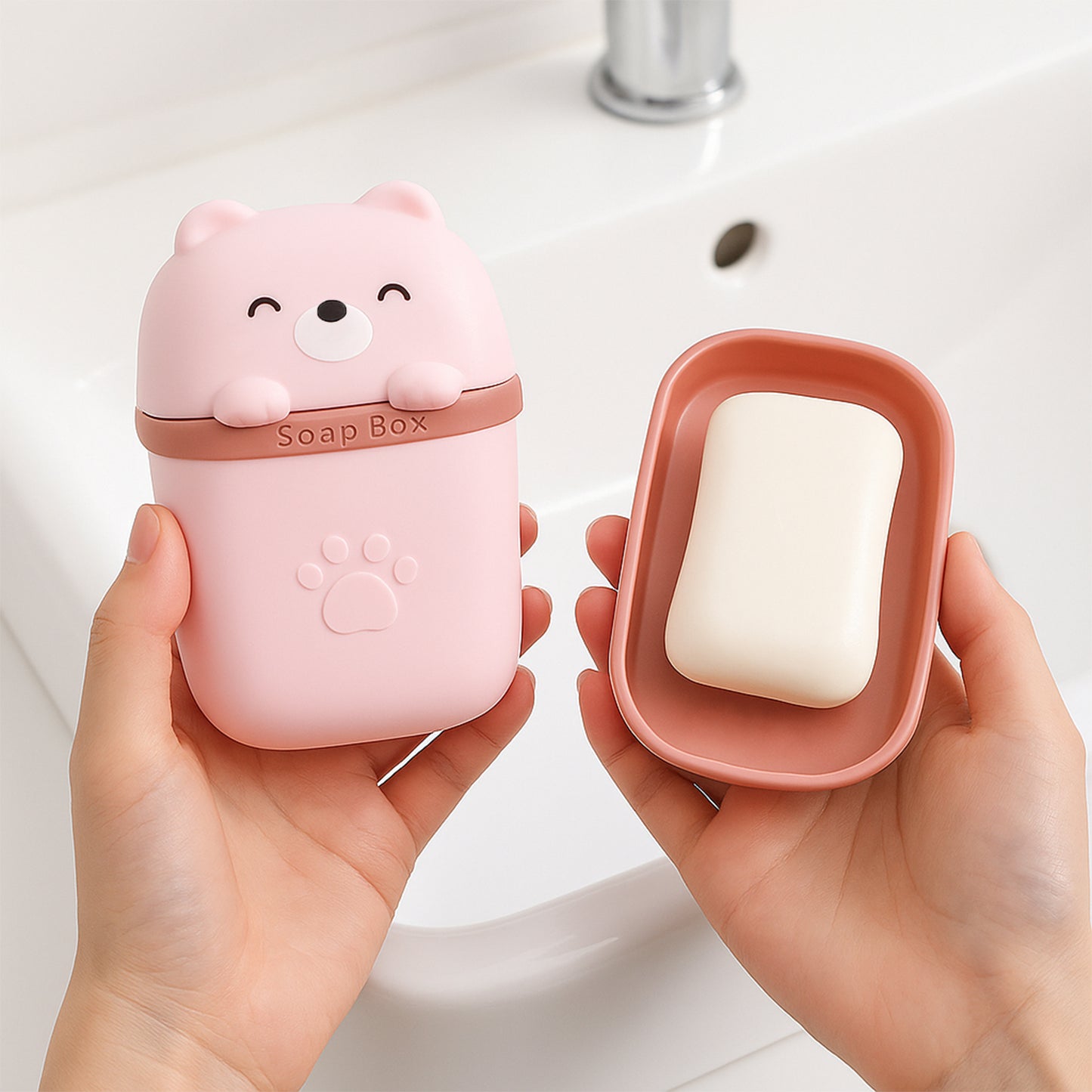 Cute bear-shaped soap case by Wukusy, designed for home improvement, featuring a charming bear design for soap storage.