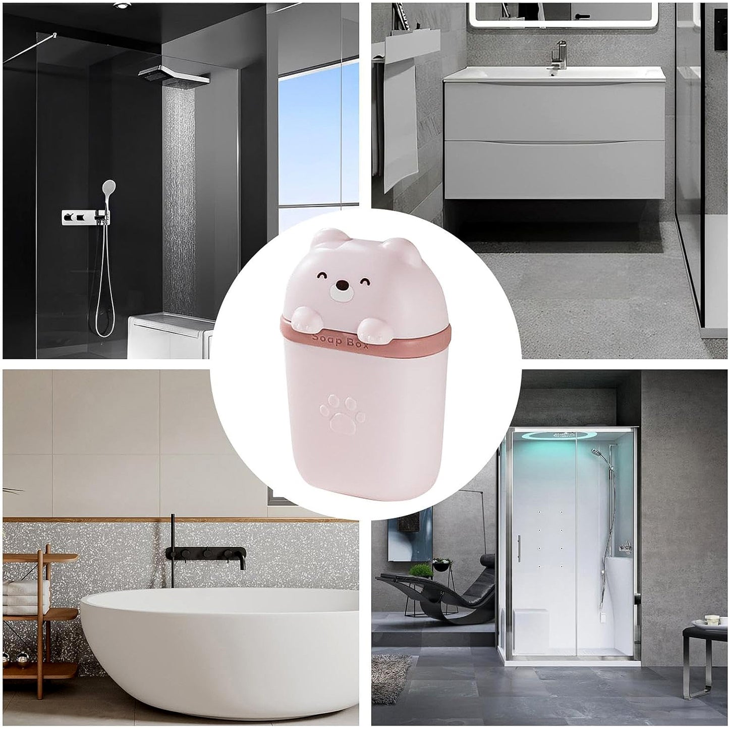 Cute bear-shaped soap case by Wukusy, made of durable material, designed to keep soap dry and protected in home improvement spaces.