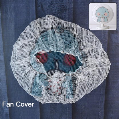 Cute cartoon character fabric mesh fan cover by Wukusy, designed to protect fans with colorful, playful character patterns.