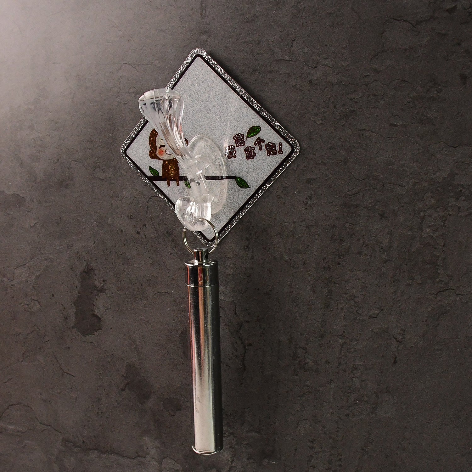 Transparent wall hook with cute cartoon print from Wukusy, self-adhesive back, perfect for home organization and decor.