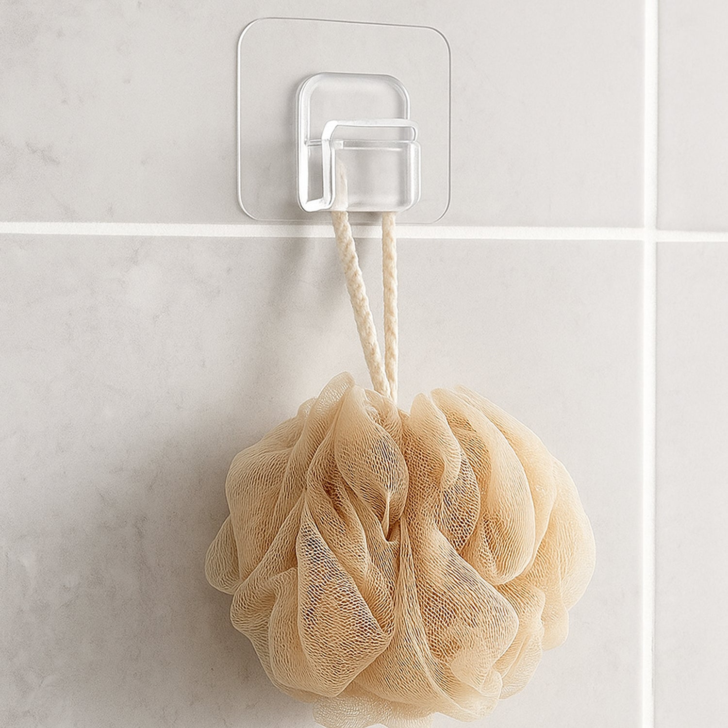 Cute cartoon print transparent wall hook with self-adhesive back, perfect for home organization by Wukusy.