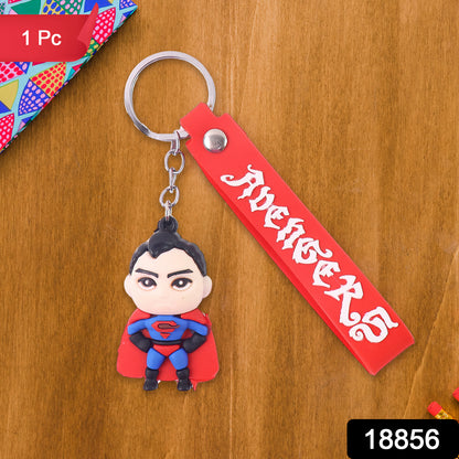 Cute cartoon silicone 3D key chain with metal hook and strap by Wukusy, perfect for home improvement or accessories.