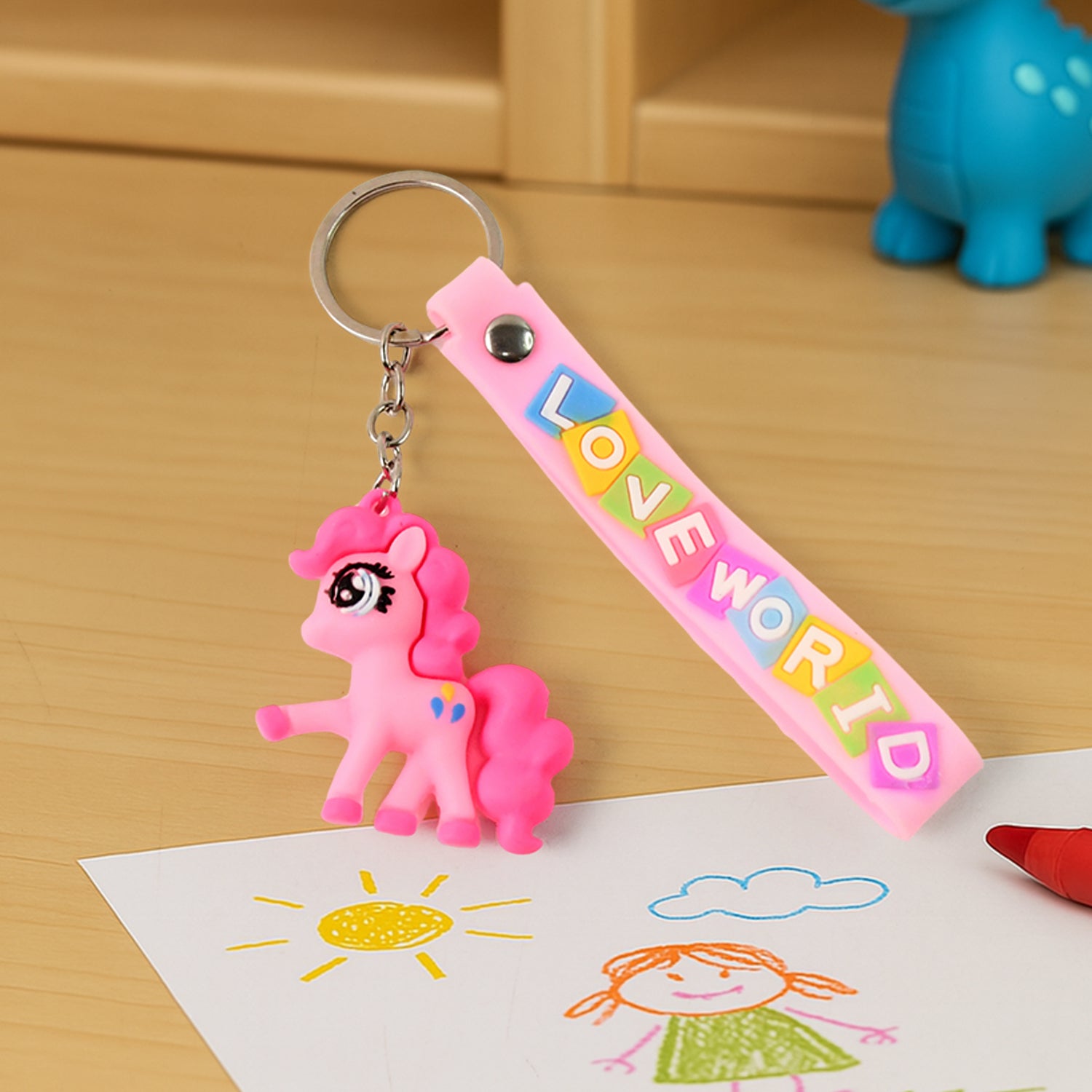 Cute cartoon silicone 3D key chain with metal hook strap by Wukusy, perfect for home improvement key organization.
