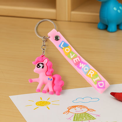 Cute cartoon silicone 3D key chain with metal hook strap by Wukusy, perfect for home improvement key organization.
