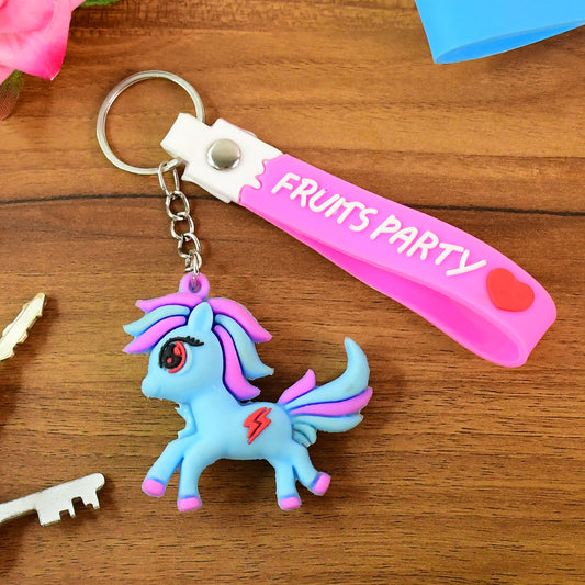 Wukusy cute cartoon unicorn keychain with silicone strap, featuring colorful unicorn design for home improvement accessories.