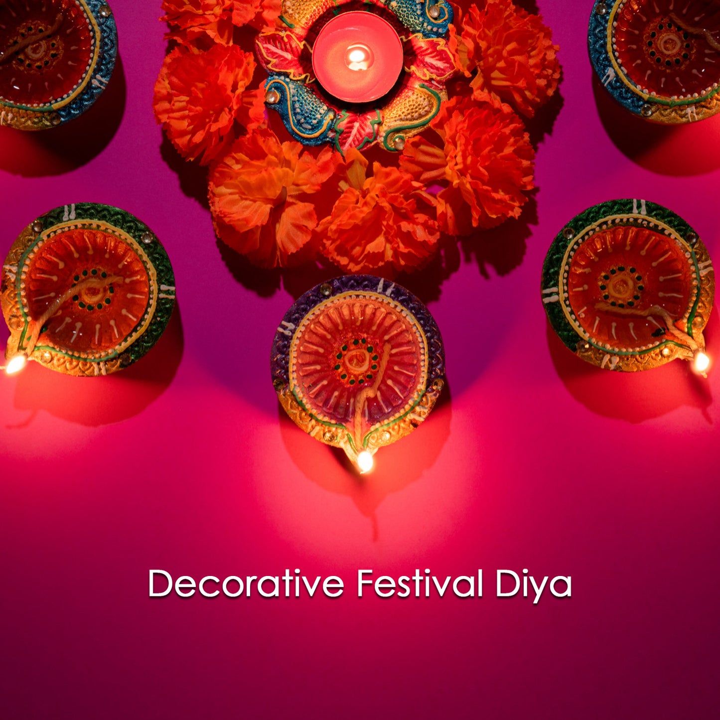 Set of 6 decorative handmade clay puja diyas for Diwali by Wukusy, perfect for home improvement and festive lighting.