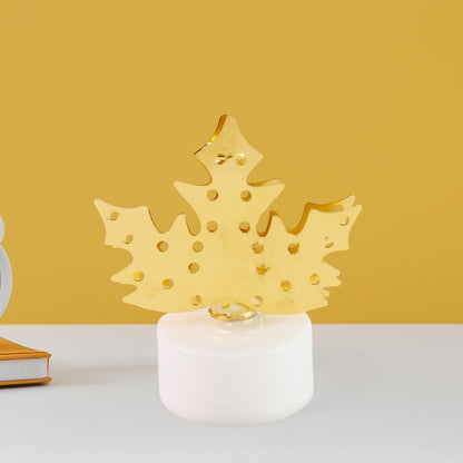 Decorative LED gold metal leaf diya lamp from Wukusy, ideal for home improvement and decorative lighting.
