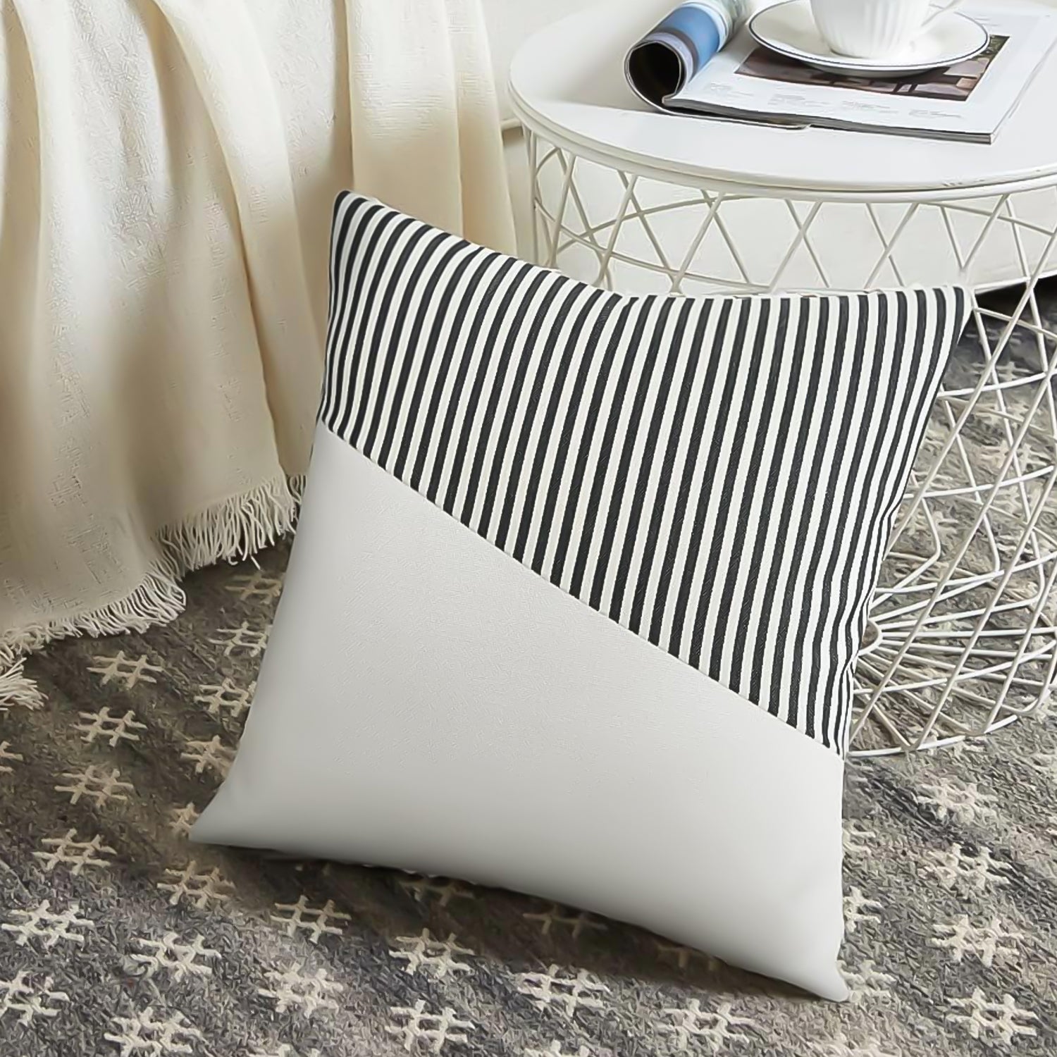 Pair of Wukusy decorative pillow covers made of soft cotton, 26x26 inches, perfect for home decor cushions.