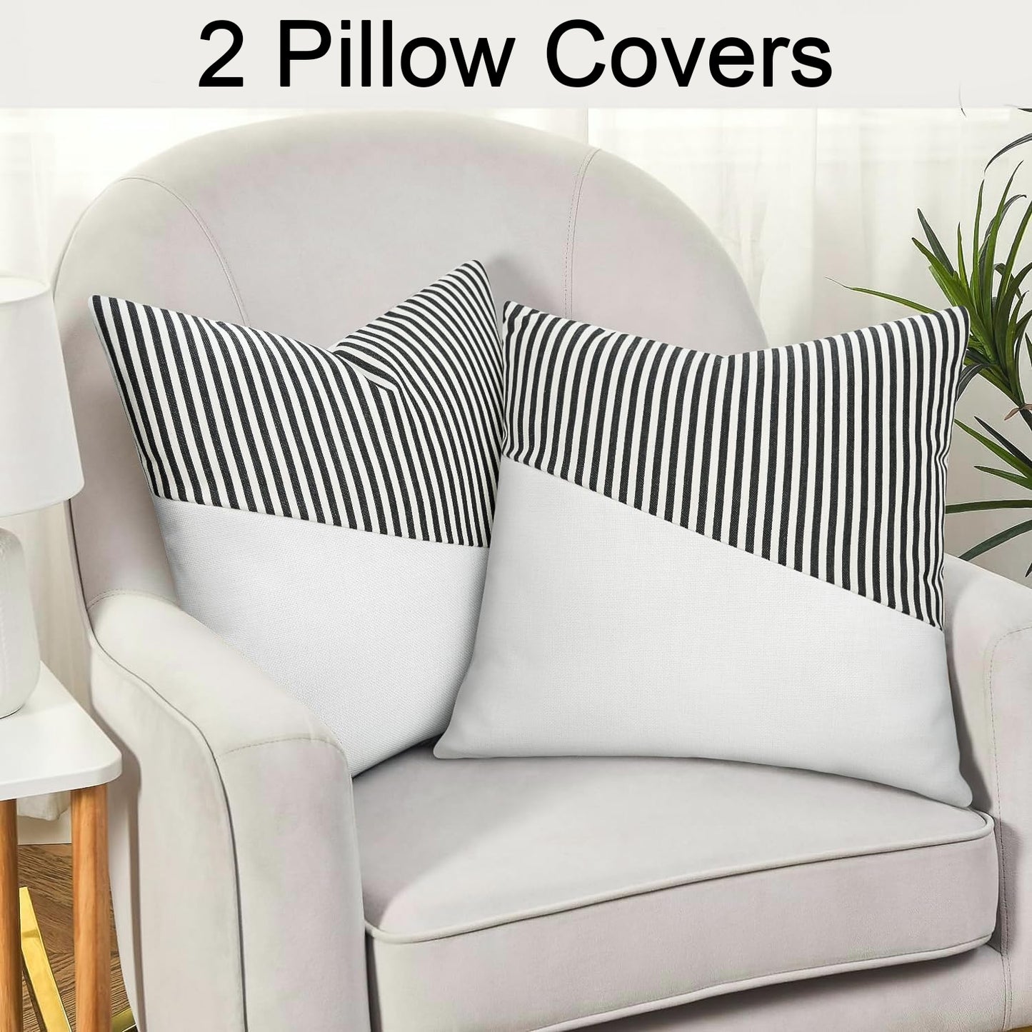 Pair of Wukusy decorative pillow covers in soft cotton, 26x26 inch cushion cases for home decor, set of 2.