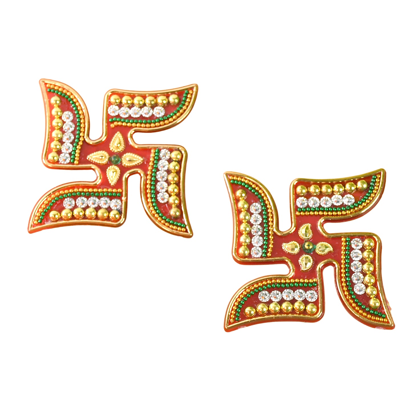 Wukusy decorative Swastik sticker 2-piece set for home improvement, featuring traditional symbols on a white background.