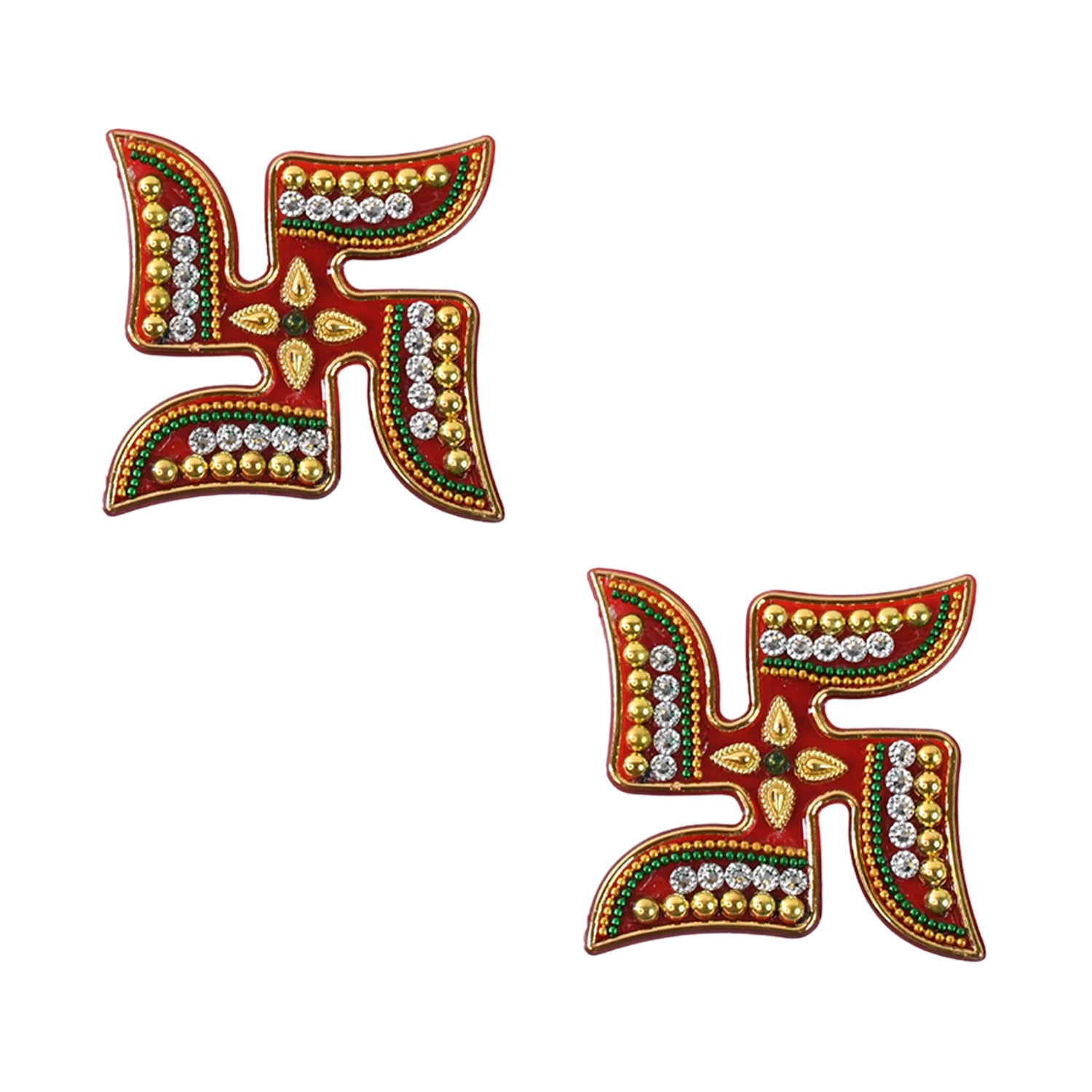 Decorative Swastik sticker 2-piece set by Wukusy for home improvement, featuring traditional symbol designs for wall decor.