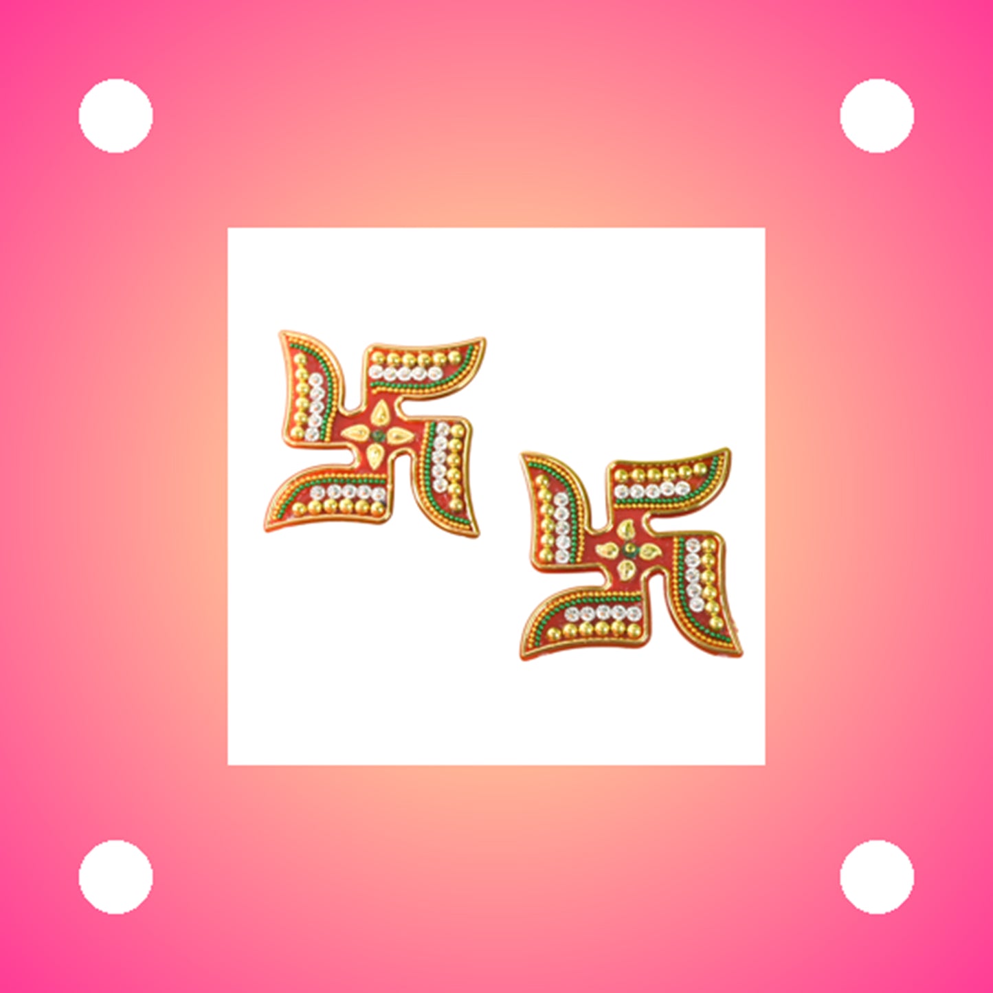 Set of two Wukusy decorative Swastik stickers for home improvement, featuring traditional symbol designs.