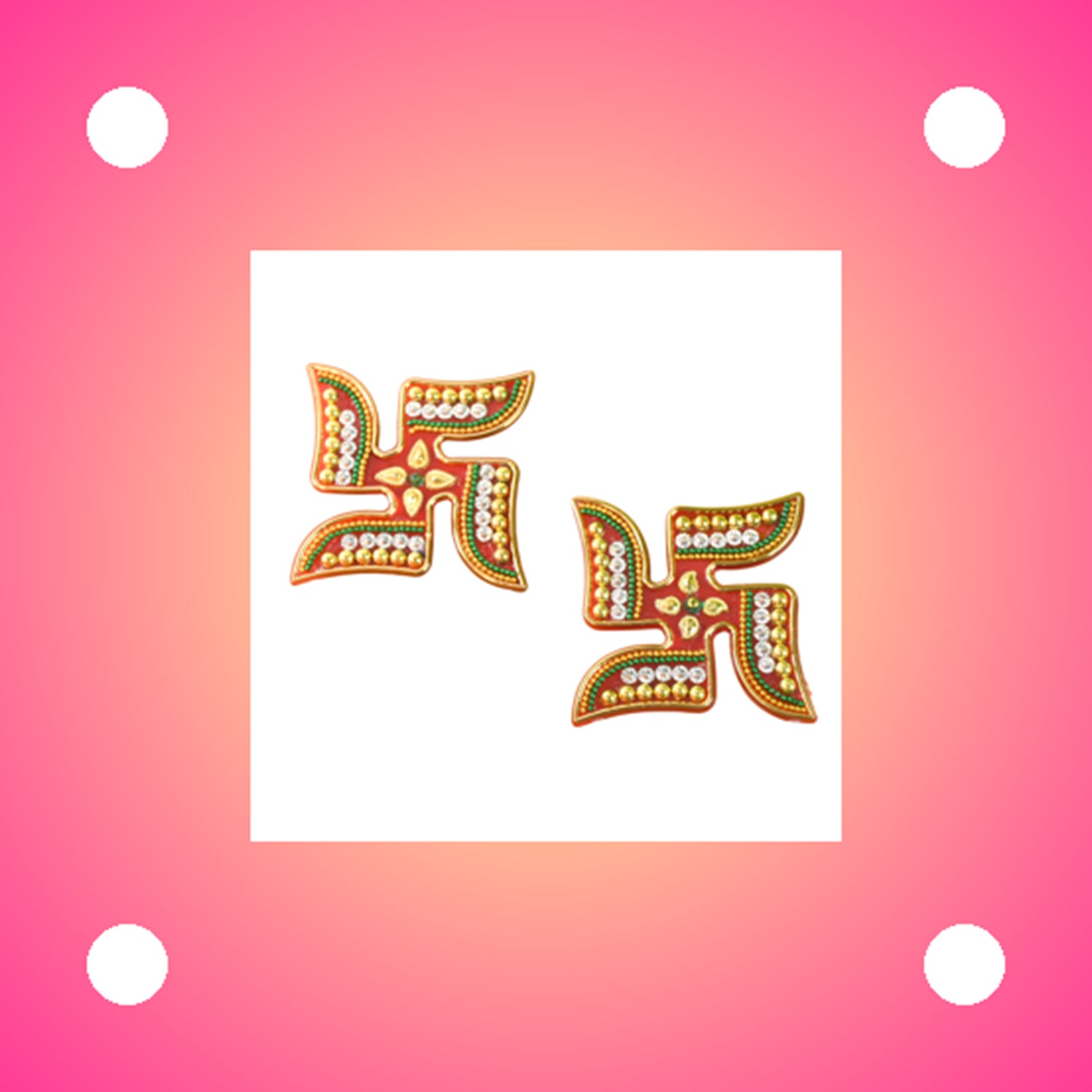 Set of two Wukusy decorative Swastik stickers for home improvement, featuring traditional symbol designs.
