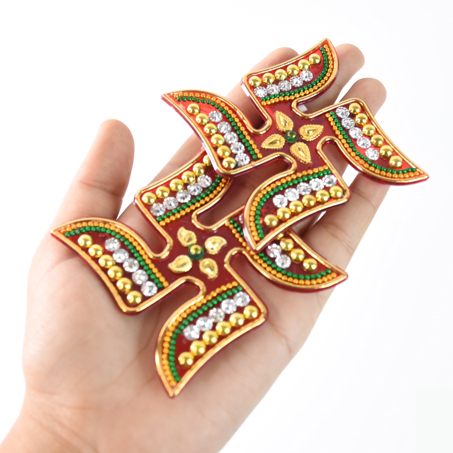 Set of two decorative Wukusy Swastik stickers for home improvement, featuring intricate design for wall or surface decoration.