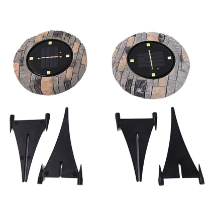Wukusy heavy-duty outdoor solar disk pathway lights with 4 LED, slate finish, ideal for garden or walkway illumination, 2-pack.