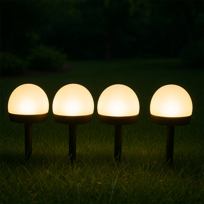 Wukusy Dome Solar Garden Light Set with four outdoor lights, ideal for garden decoration and energy-efficient home improvement.
