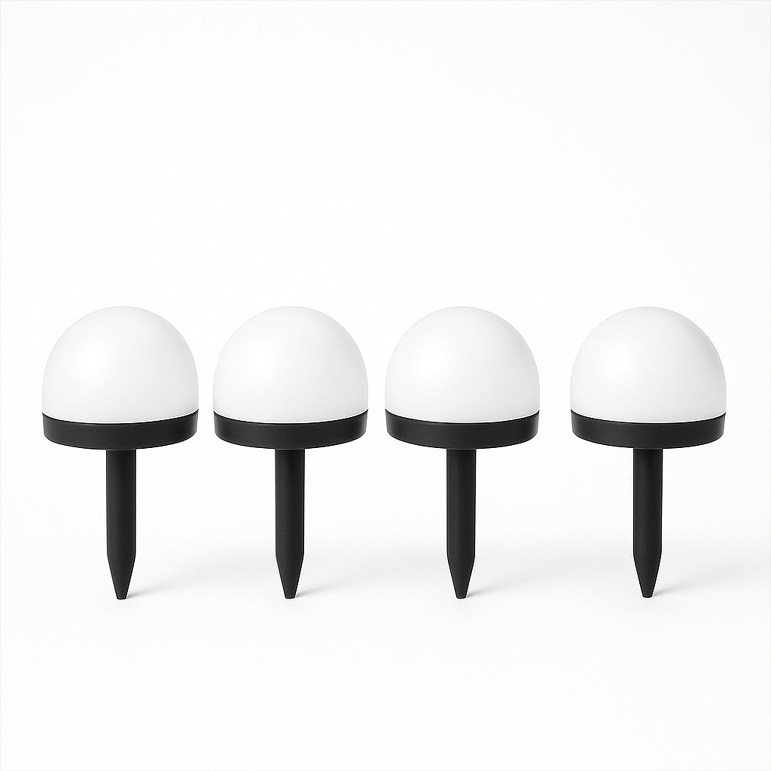 Set of four Wukusy Dome Solar Garden Lights for outdoor home improvement, featuring modern design and automatic solar-powered lighting.