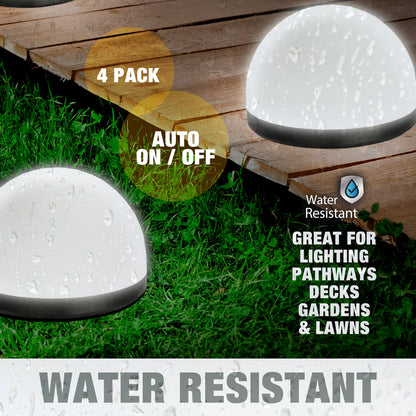 Set of four Wukusy Dome Solar Garden Lights for outdoor home improvement, featuring rounded design and solar-powered illumination.